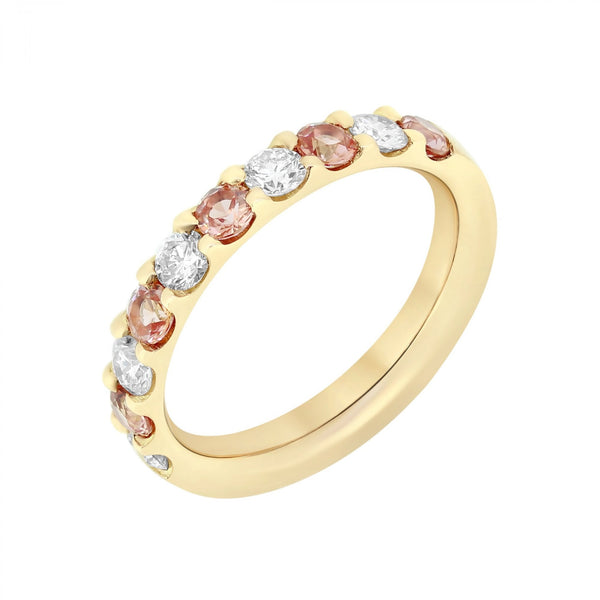 18ct rose gold 0.67ct peach sapphire 0.54ct diamond ring