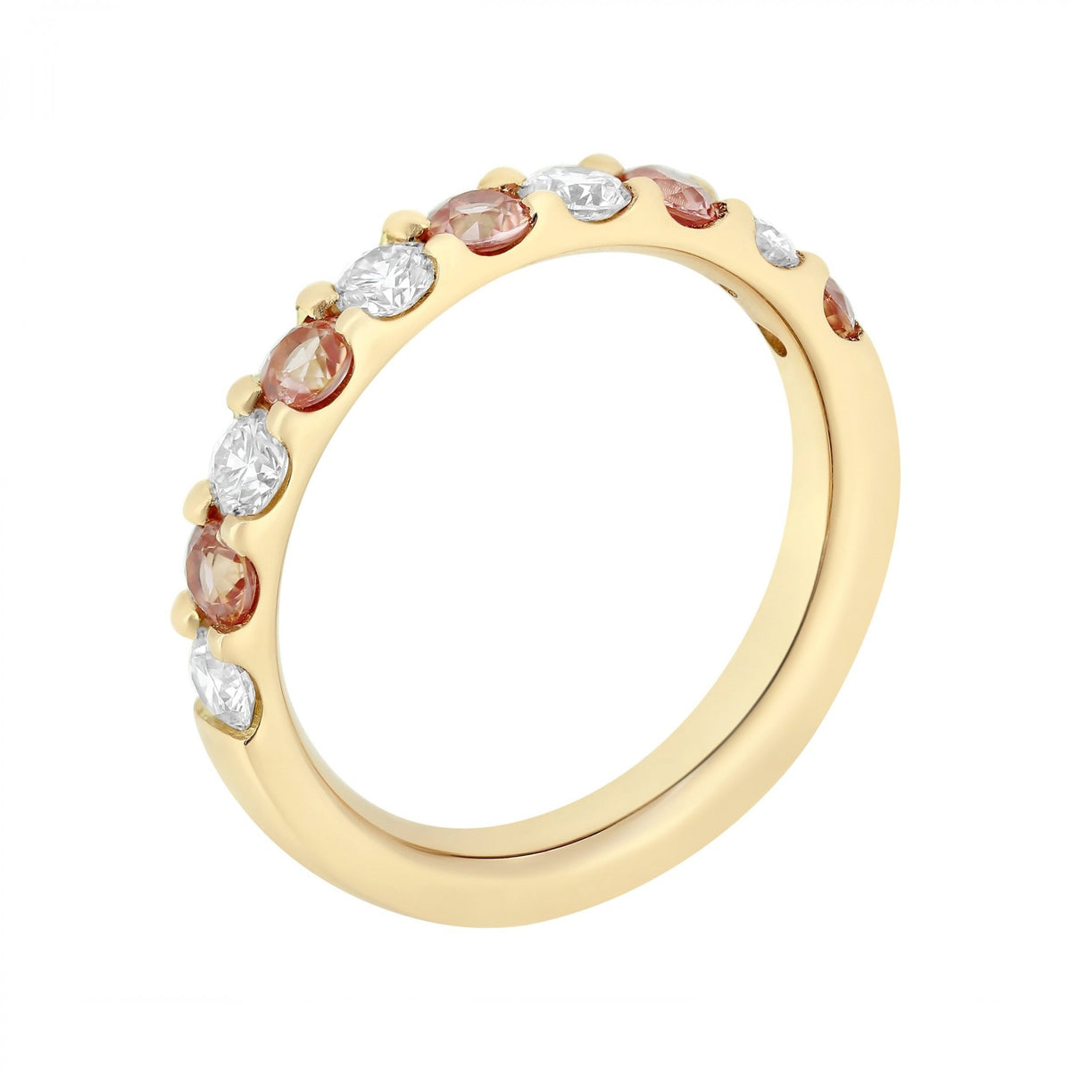 18ct rose gold 0.67ct peach sapphire 0.54ct diamond ring
