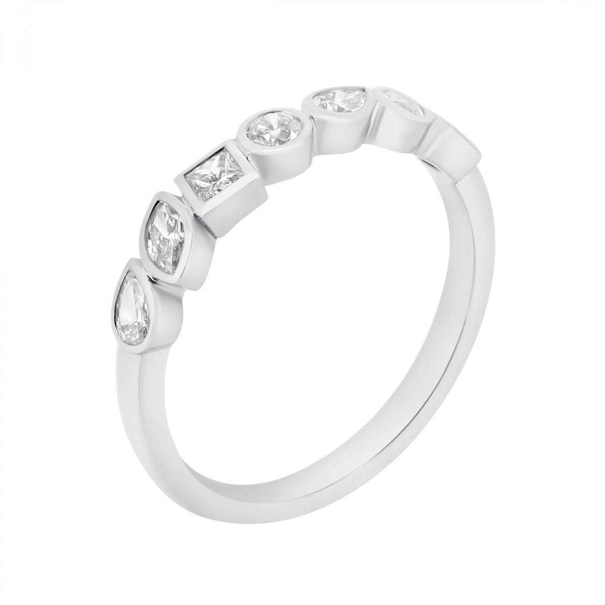 Platinum 0.51ct combination cut diamond half eternity ring