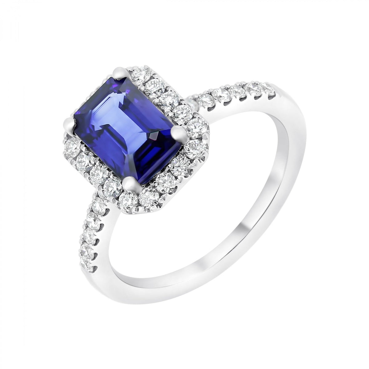 Platinum 1.90ct sapphire & 0.51ct diamond cluster ring