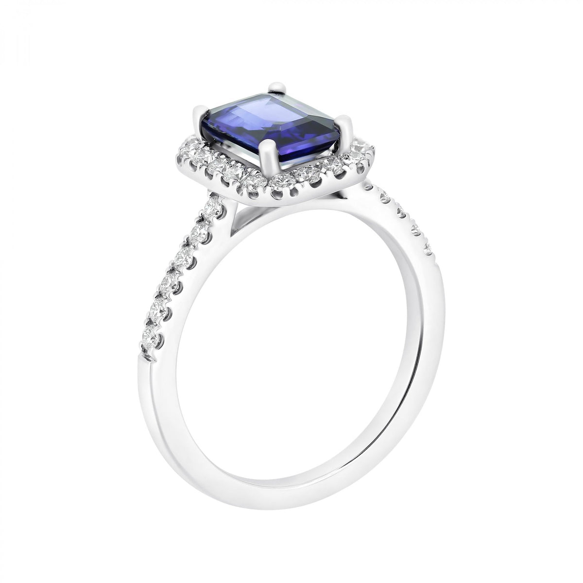 Platinum 1.90ct sapphire & 0.51ct diamond cluster ring