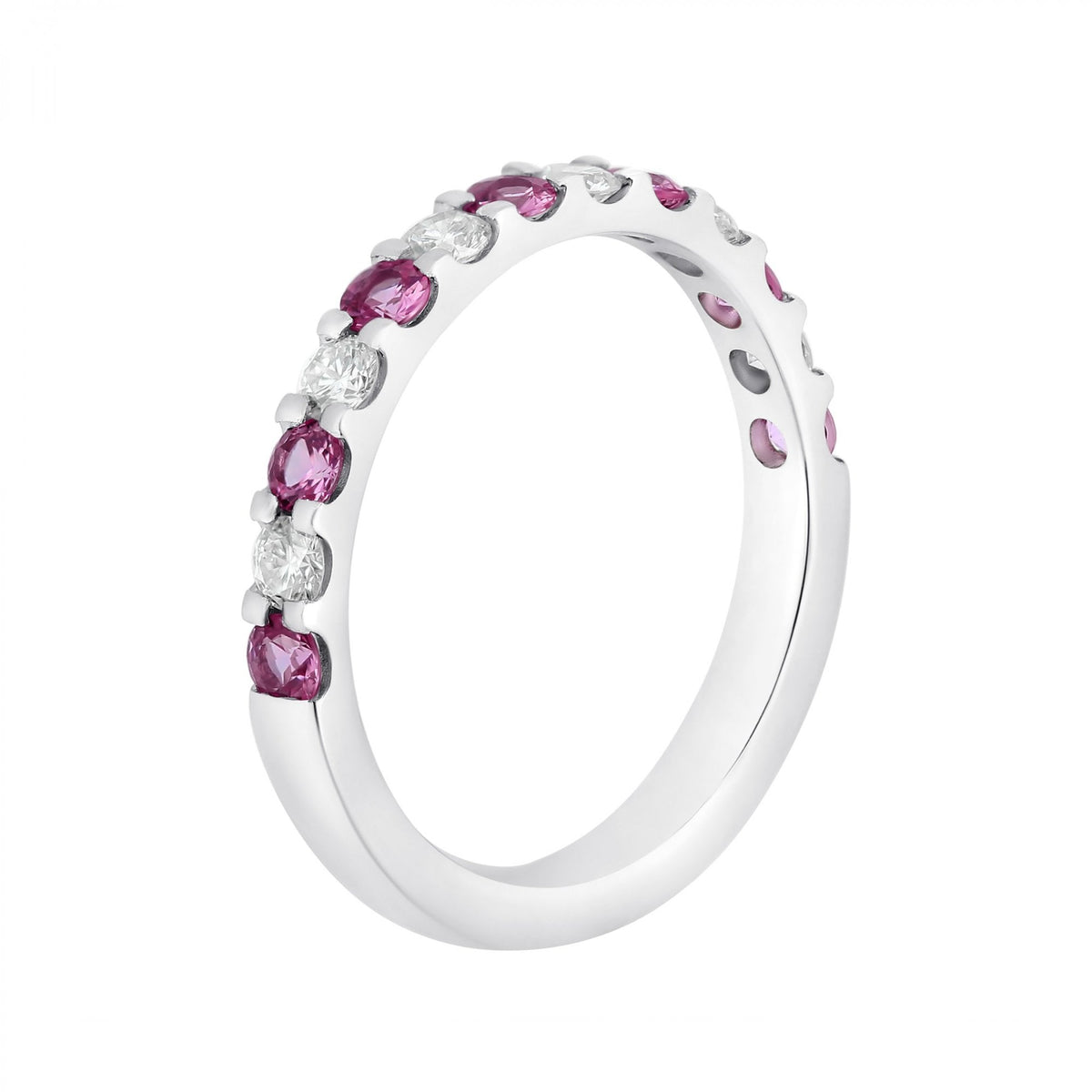Platinum 0.44ct pink sapphire & 0.35ct diamond eternity ring