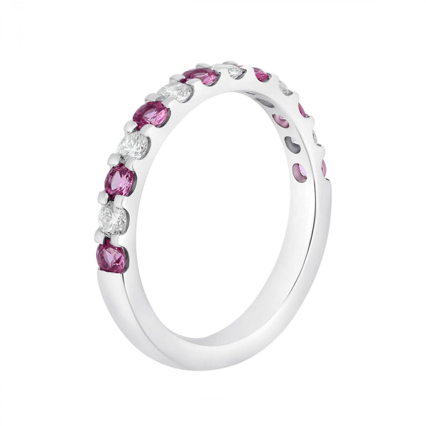 Platinum 0.44ct pink sapphire & 0.35ct diamond eternity ring