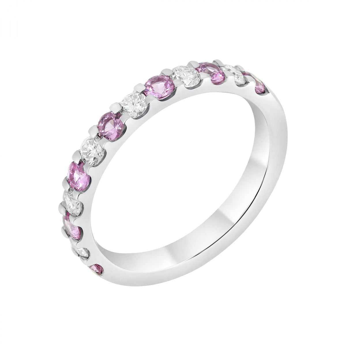 Platinum 0.44ct pink sapphire & 0.34ct diamond eternity ring