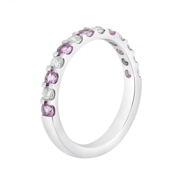 Platinum 0.44ct pink sapphire & 0.34ct diamond eternity ring