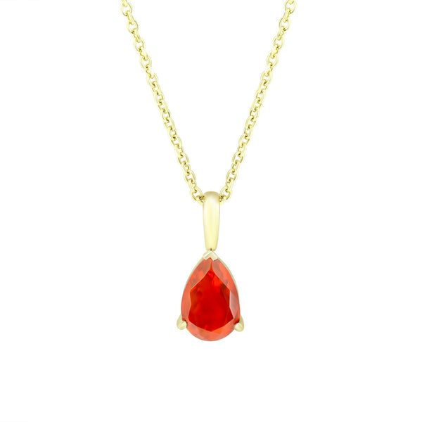 9ct yellow gold 9x6mm pear shape fire opal pendant