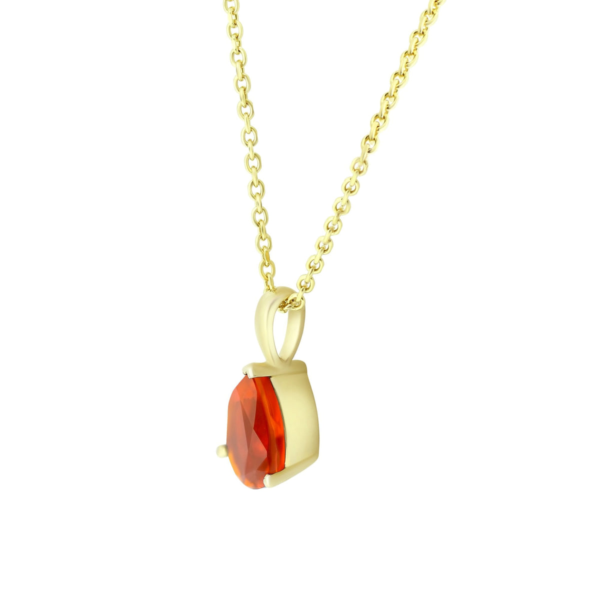9ct yellow gold 9x6mm pear shape fire opal pendant