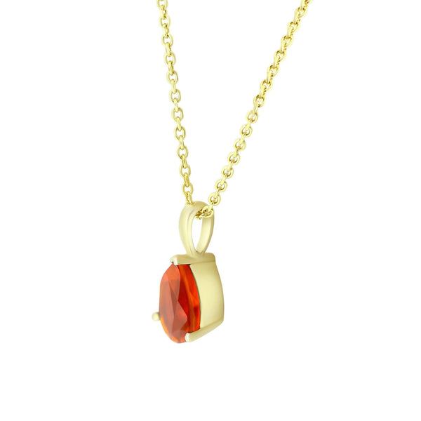 9ct yellow gold 9x6mm pear shape fire opal pendant