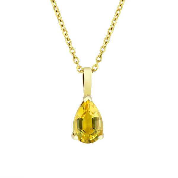 9ct yellow gold 8mm x 6mm pear cut citrine pendant