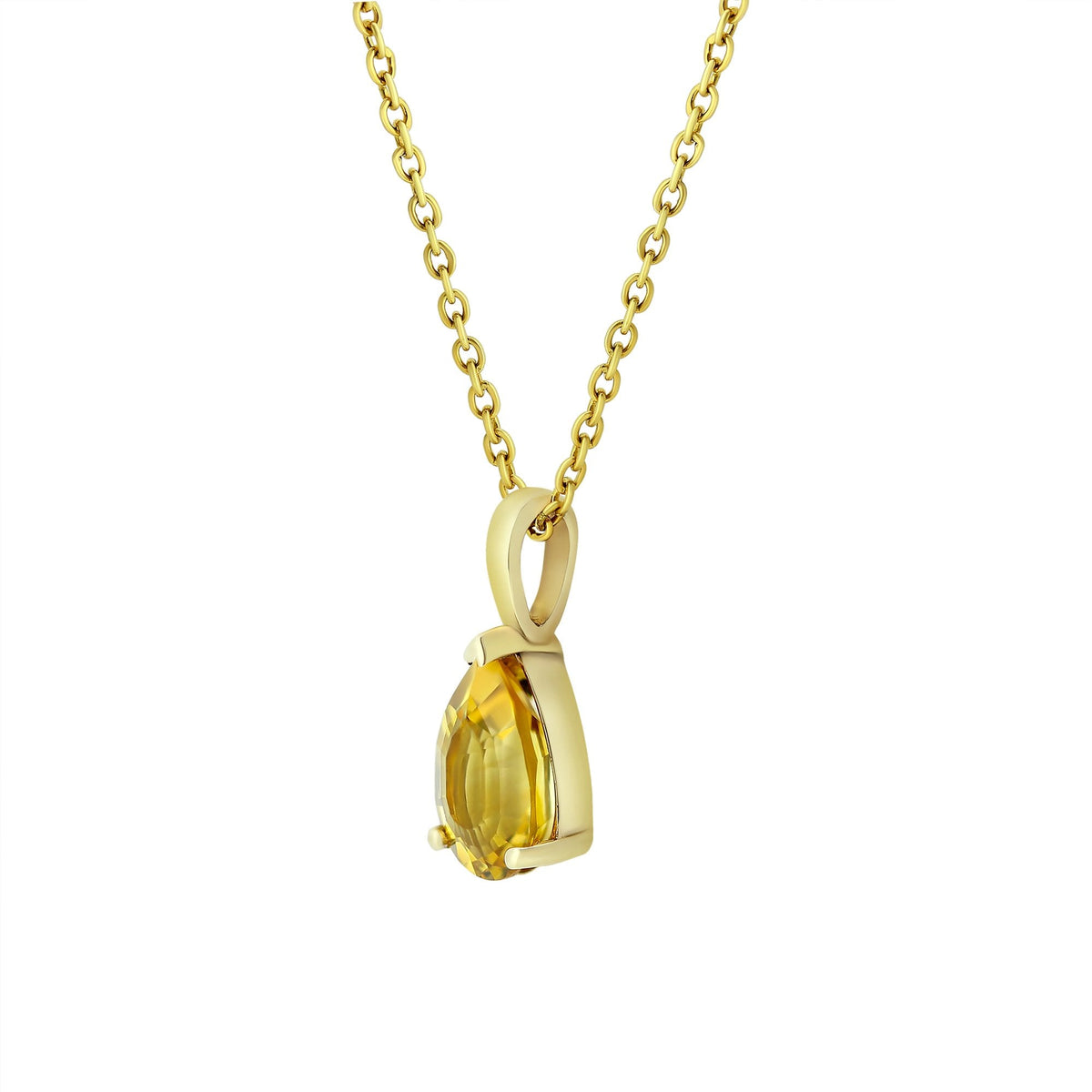 9ct yellow gold 8mm x 6mm pear cut citrine pendant