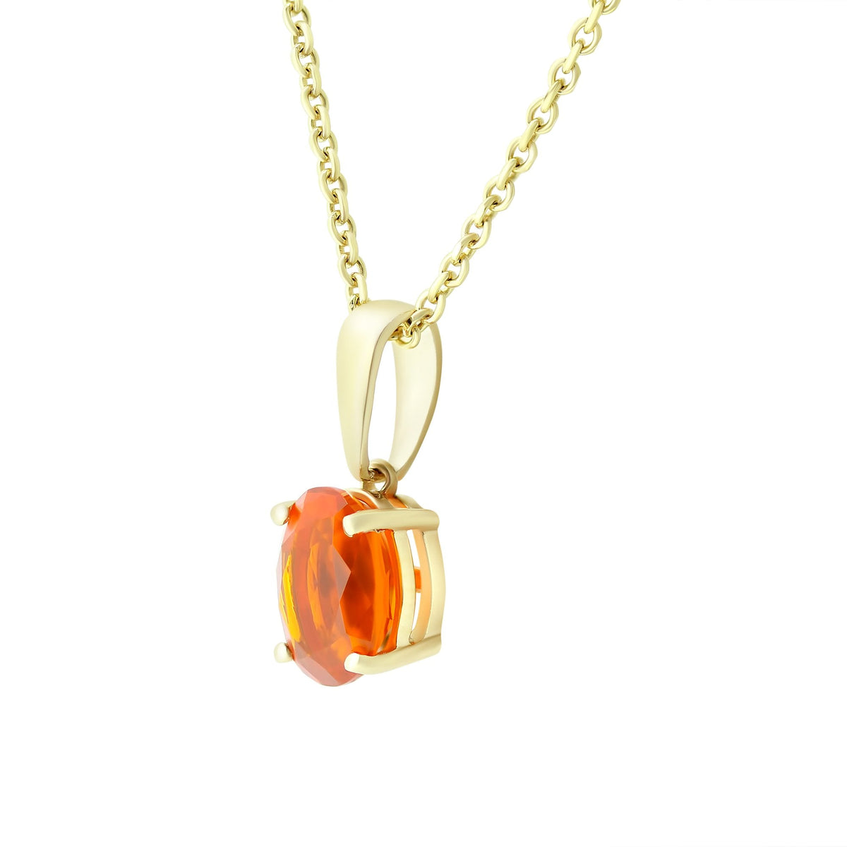 9ct yellow gold 8mm x 6mm oval fire opal pendant