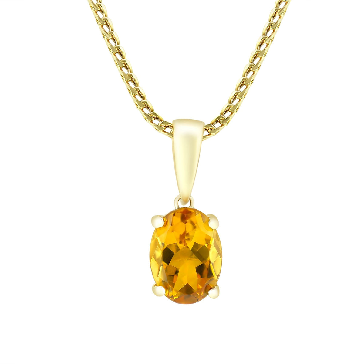 9ct yellow gold 8mm x 6mm oval citrine pendant
