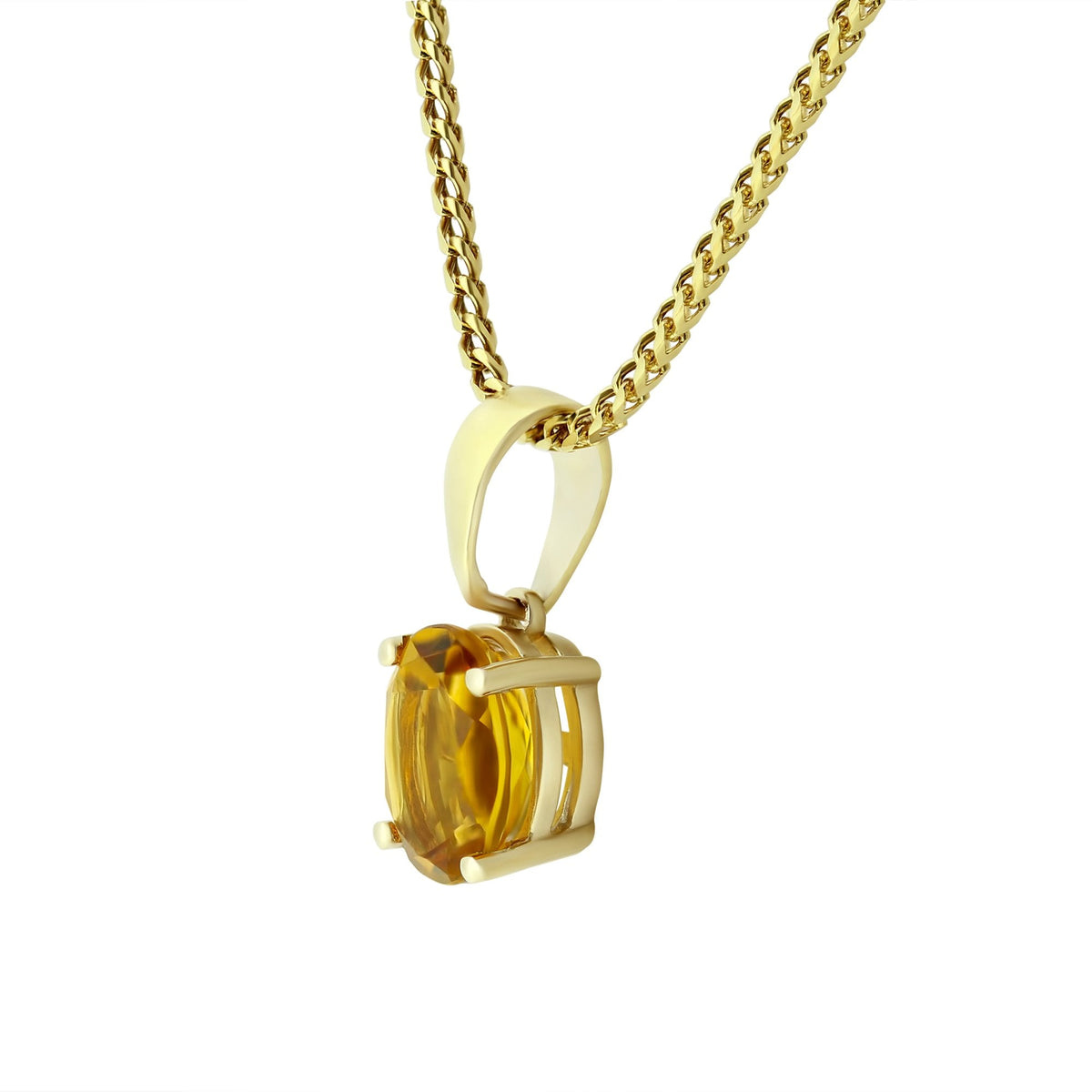 9ct yellow gold 8mm x 6mm oval citrine pendant