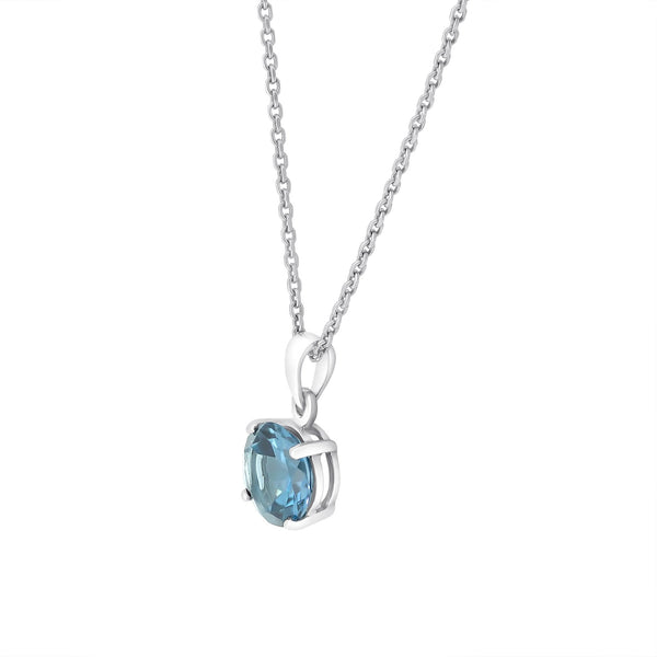 9ct white gold 7mm x 7mm round London blue topaz pendant