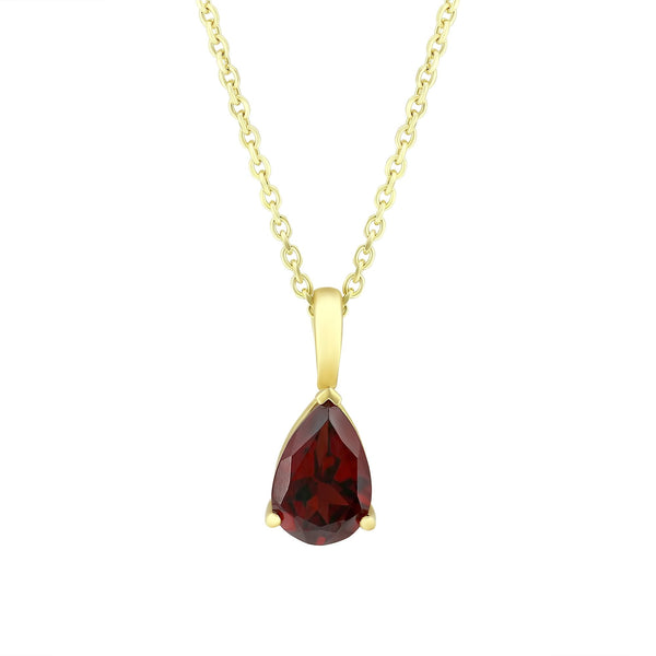 9ct yellow gold 9x6mm pear shape garnet pendant