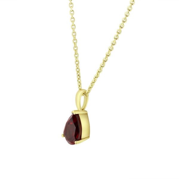 9ct yellow gold 9x6mm pear shape garnet pendant