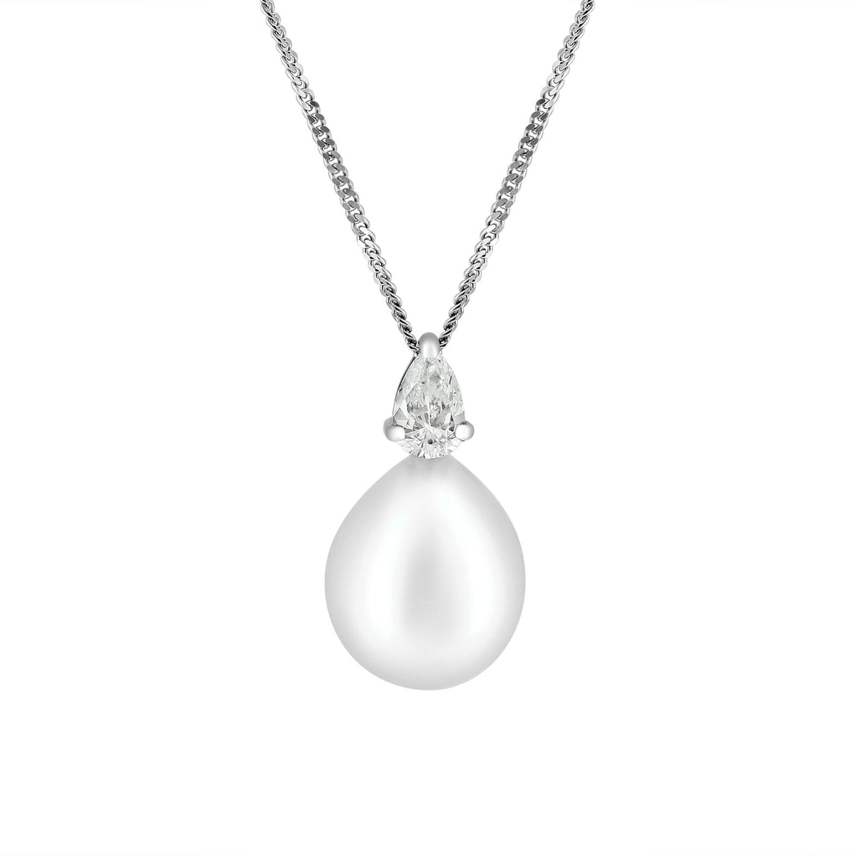 18ct white gold 10.5x10mm South Sea pearl & diamond pendant