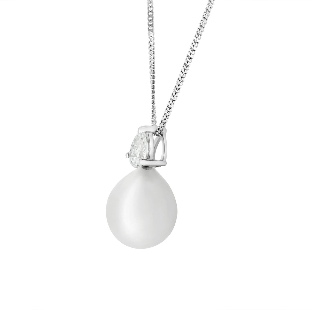 18ct white gold 10.5x10mm South Sea pearl & diamond pendant