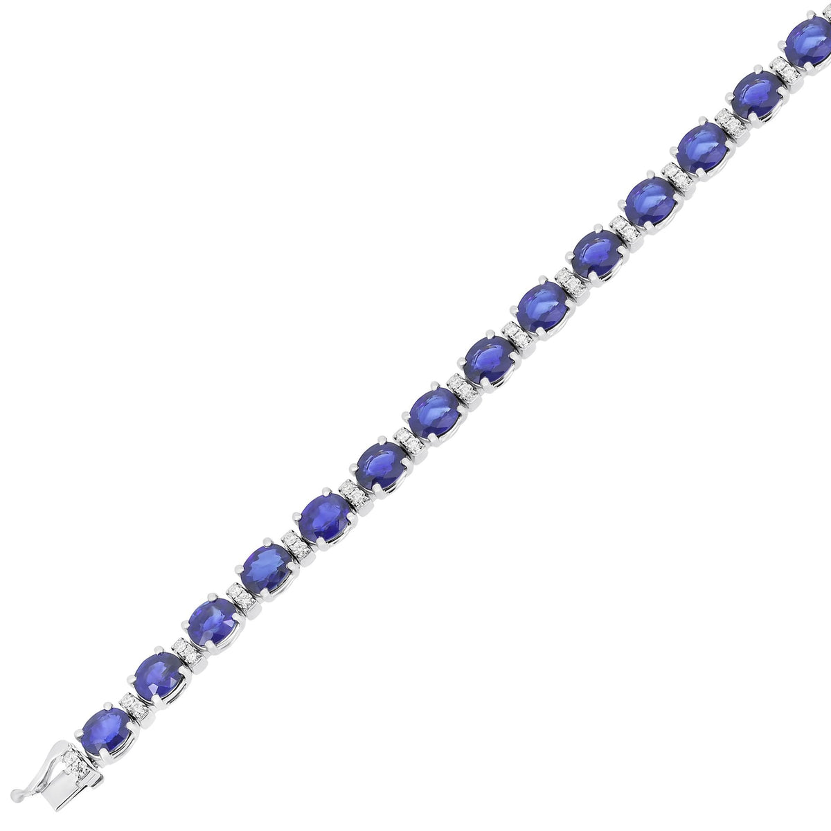 18ct white gold 14.34ct sapphire & 0.49ct diamond bracelet