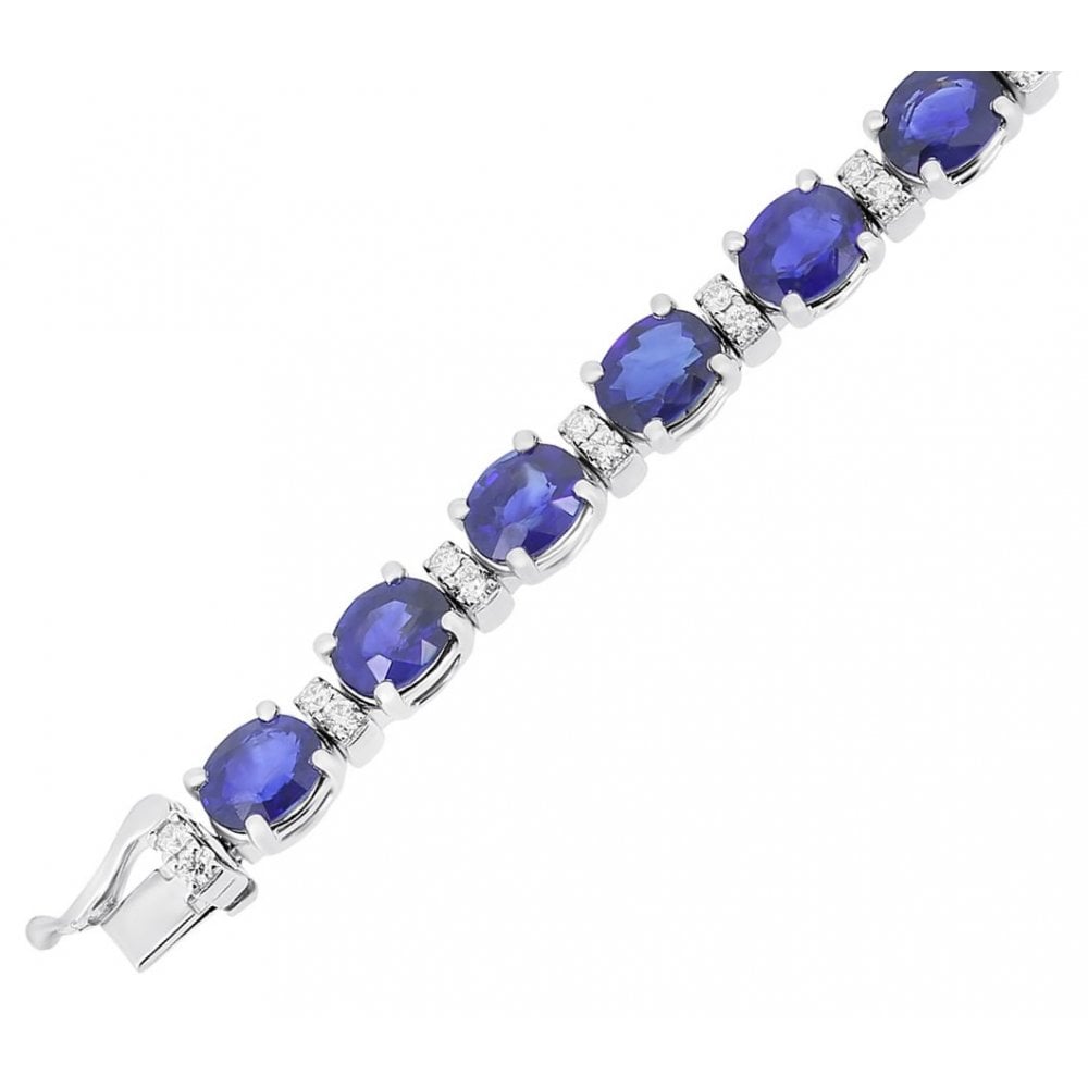 18ct white gold 14.34ct sapphire & 0.49ct diamond bracelet