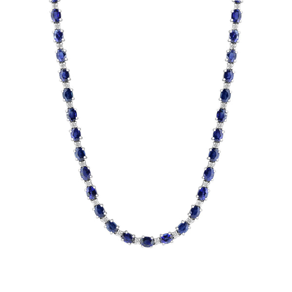 18ct white gold 15.08ct sapphire & 1.34 diamond necklace
