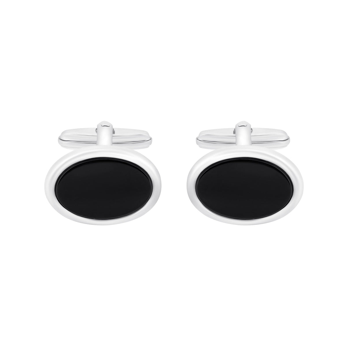 Silver 18x12mm black onyx set cufflinks