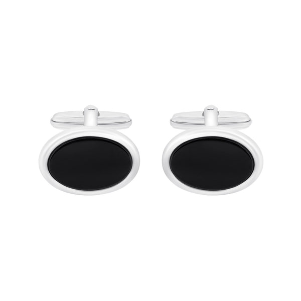 Silver 18x12mm black onyx set cufflinks