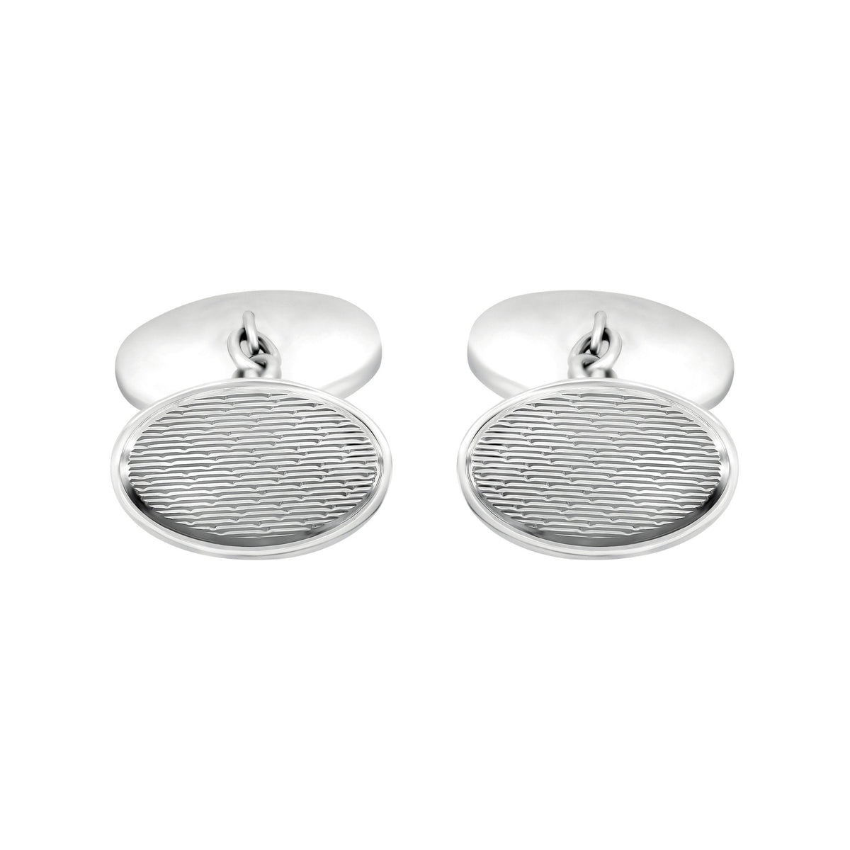 Silver 20x14mm oval foxtail cufflinks