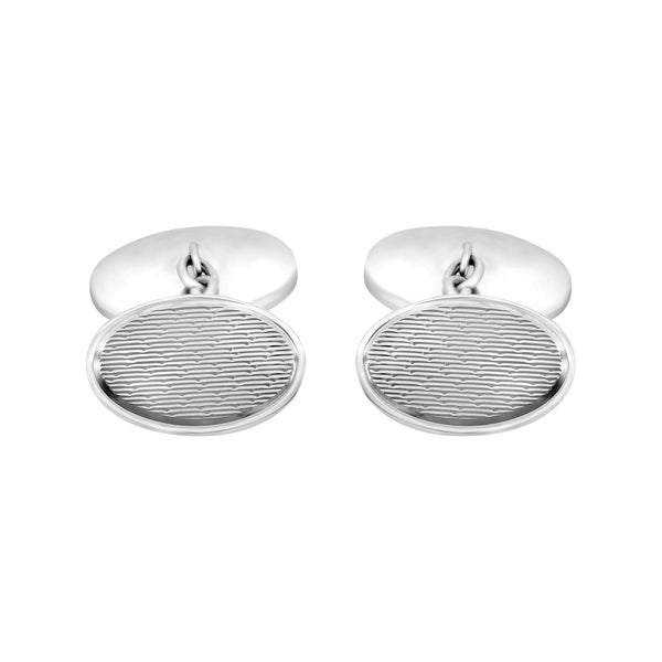 Silver 20x14mm oval foxtail cufflinks