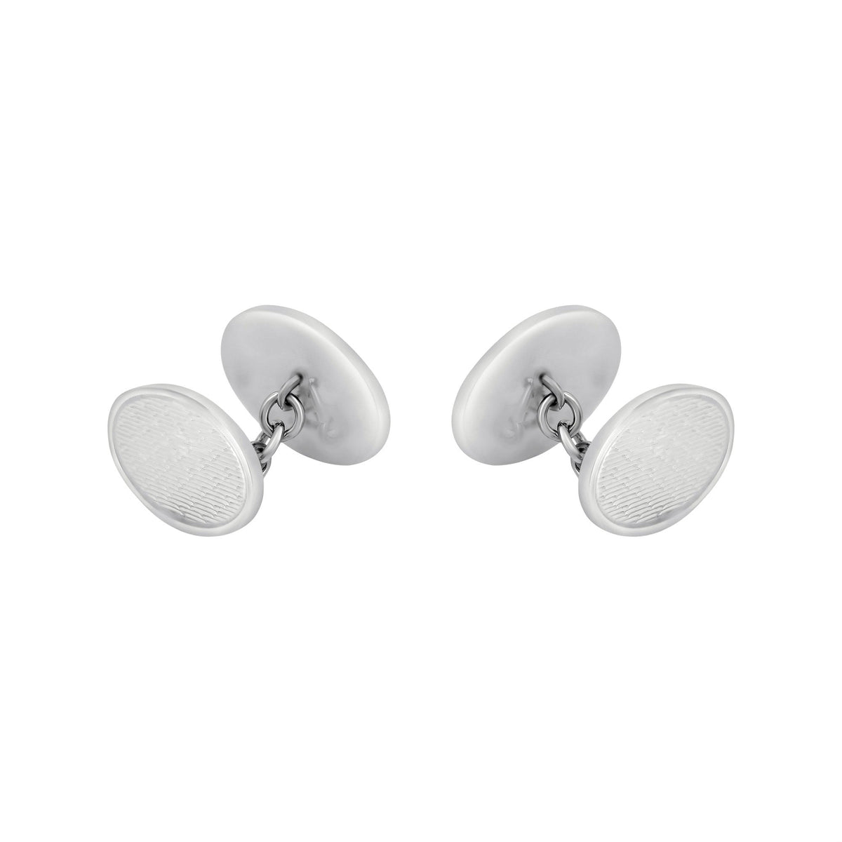 Silver 20x14mm oval foxtail cufflinks
