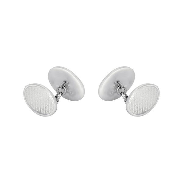 Silver 20x14mm oval foxtail cufflinks