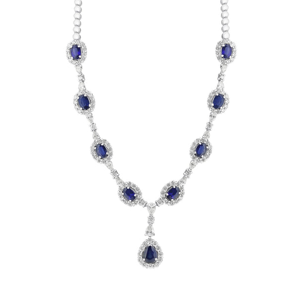 18ct white gold 6.46ct sapphire & 4.78ct diamond necklace