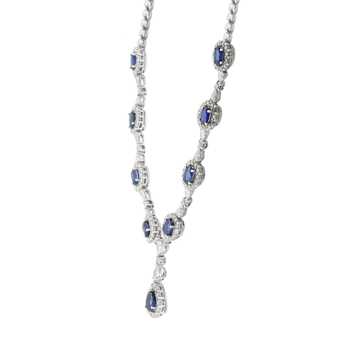 18ct white gold 6.46ct sapphire & 4.78ct diamond necklace