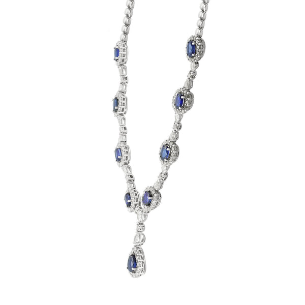 18ct white gold 6.46ct sapphire & 4.78ct diamond necklace