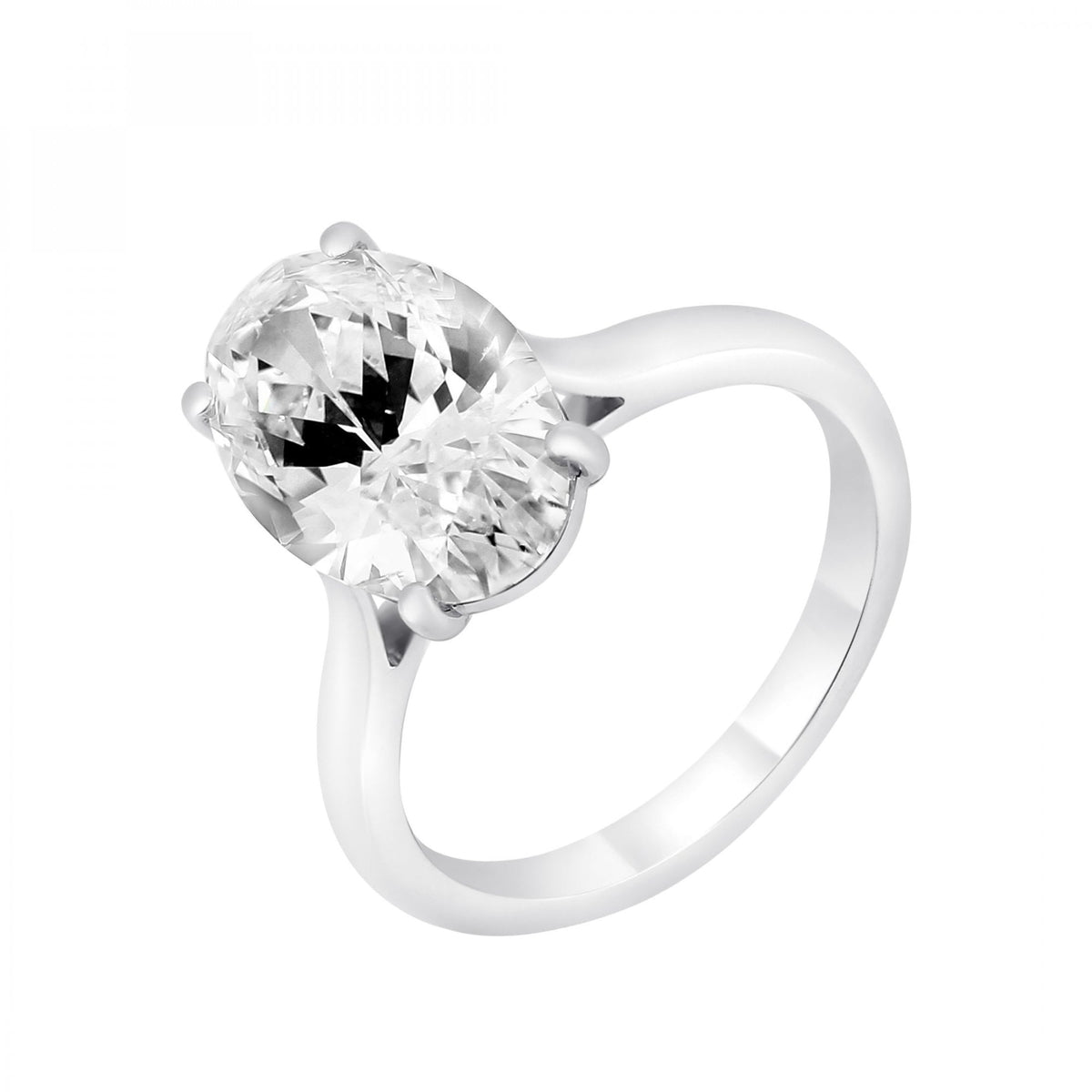 Platinum 4.36ct G SI2 IGI oval cut diamond ring