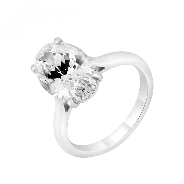 Platinum 4.36ct G SI2 IGI oval cut diamond ring
