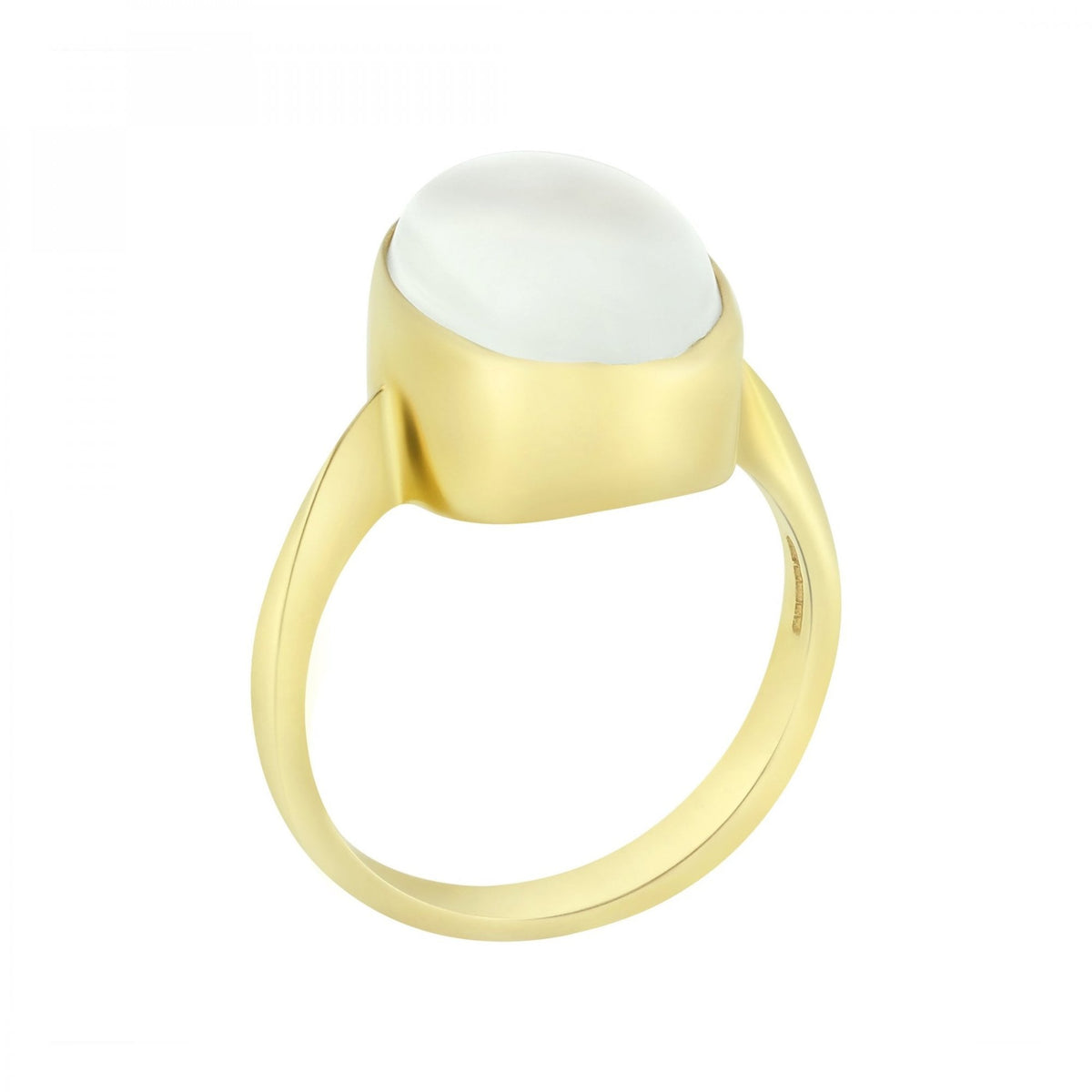 9ct yellow gold 14mm x 10mm oval moonstone ring