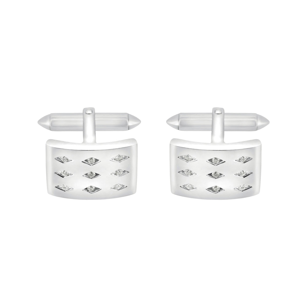 9ct white gold 18x12mm diamond set swivel cufflinks