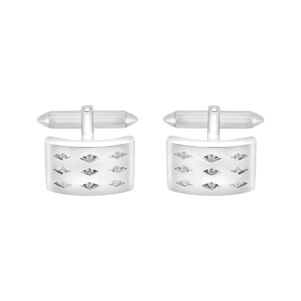 9ct white gold 18x12mm diamond set swivel cufflinks