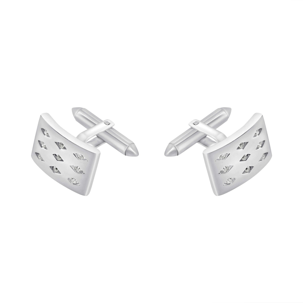 9ct white gold 18x12mm diamond set swivel cufflinks