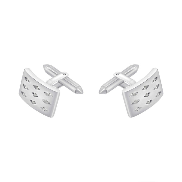 9ct white gold 18x12mm diamond set swivel cufflinks