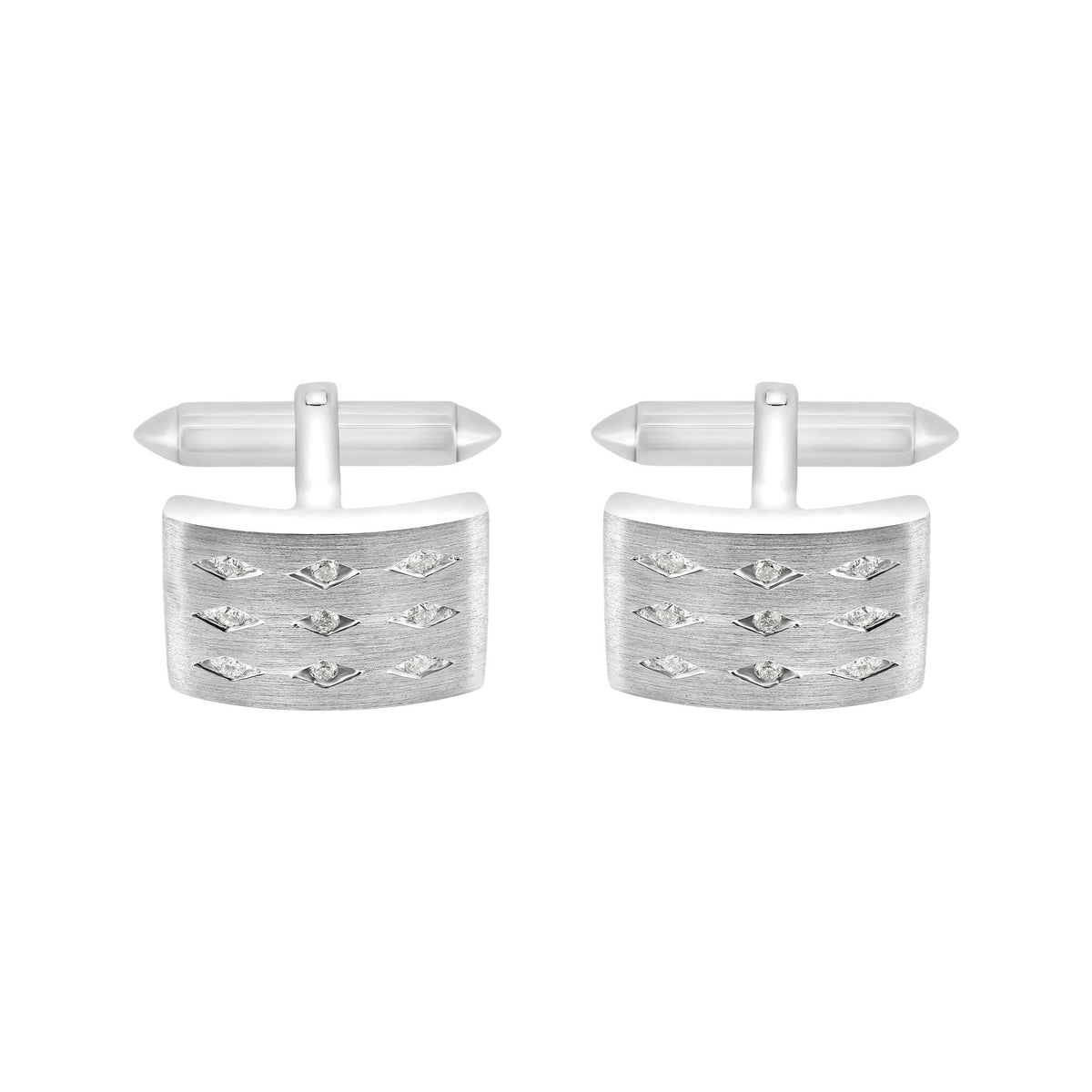 9ct white gold 18x12mm diamond set swivel cufflinks