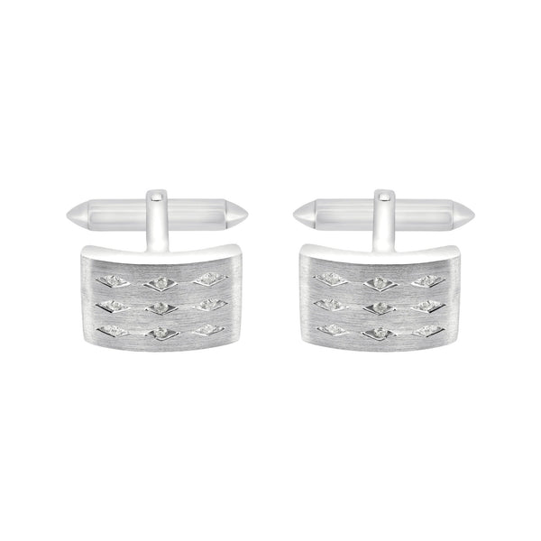 9ct white gold 18x12mm diamond set swivel cufflinks