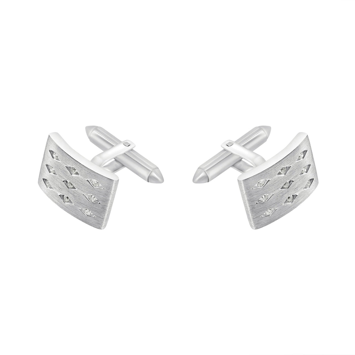 9ct white gold 18x12mm diamond set swivel cufflinks
