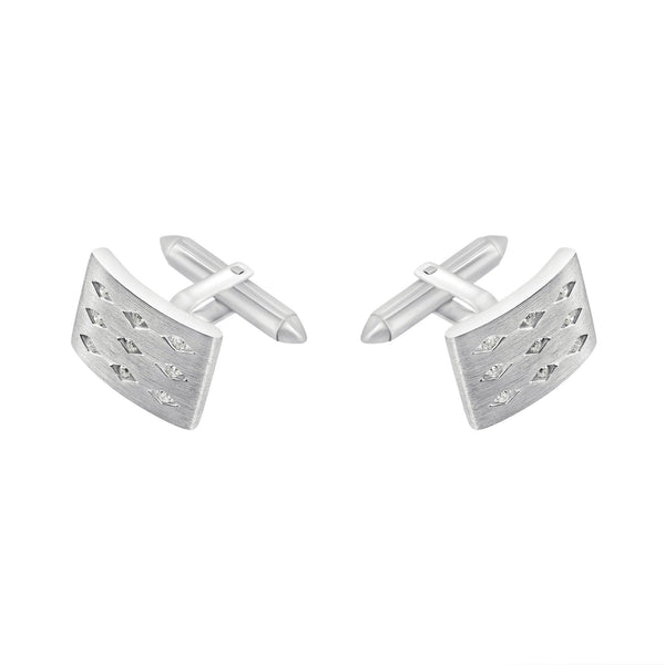 9ct white gold 18x12mm diamond set swivel cufflinks