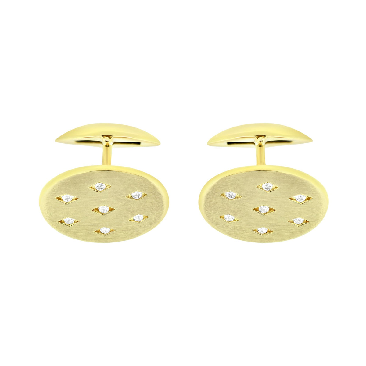 9ct yellow gold oval 20x14mm 0.07ct diamond set cufflinks