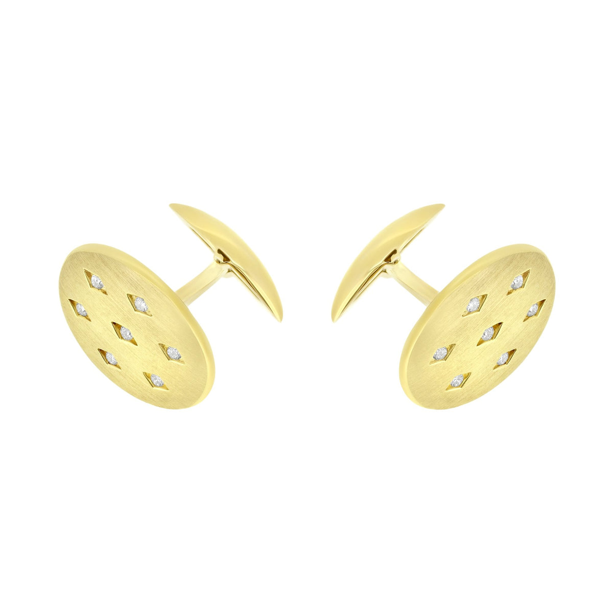 9ct yellow gold oval 20x14mm 0.07ct diamond set cufflinks