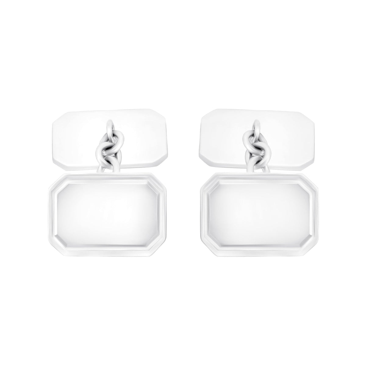 9ct white gold 17x12mm octagonal chain-link cufflinks
