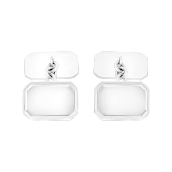 9ct white gold 17x12mm octagonal chain-link cufflinks
