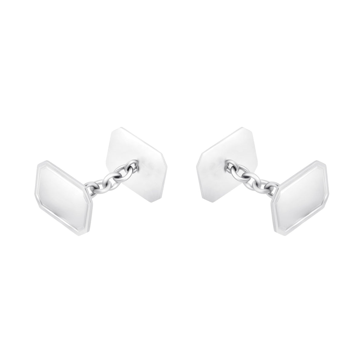 9ct white gold 17x12mm octagonal chain-link cufflinks